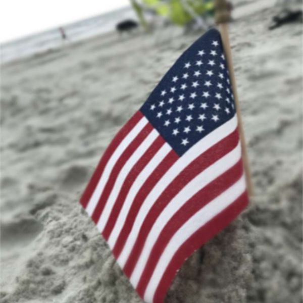 USA flag on beach